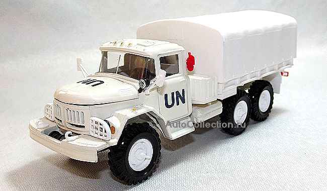 Масштабная модель автомобиля Зил-131 с тентом и символикой ООН
